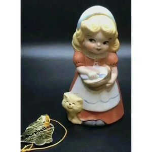 Jasco Adorabelles Vintage 1979 Porcelain Bisque Bell Figurine Little Girl Cat